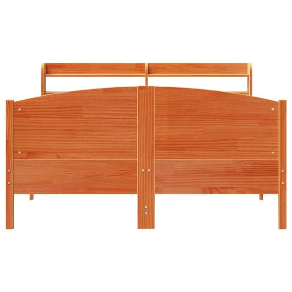 vidaXL Cadre de lit sans matelas cire marron 135x190cm bois pin massif