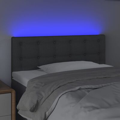 vidaXL Tête de lit à LED Gris foncé 100x5x78/88 cm Tissu