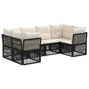 vidaXL Ensemble de canap&eacute; de jardin 6 pc 6-Nombre de places Noir
