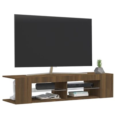 vidaXL Meuble TV avec lumières LED chêne marron 135x39x30 cm