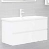 vidaXL Ensemble de meubles salle de bain 2 pcs blanc bois d'ing&eacute;nierie