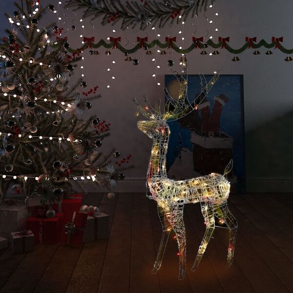 vidaXL Renne de d&eacute;coration de No&euml;l Acrylique 140 LED color&eacute;es 120 cm