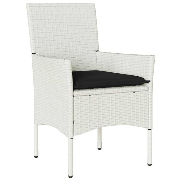 vidaXL Ensemble &agrave; manger de jardin et coussins 5 pcs blanc rotin verre