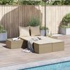 vidaXL Chaise longue double avec coussins beige r&eacute;sine tress&eacute;e