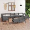 vidaXL Salon de jardin 11 pcs Gris Bois de pin massif
