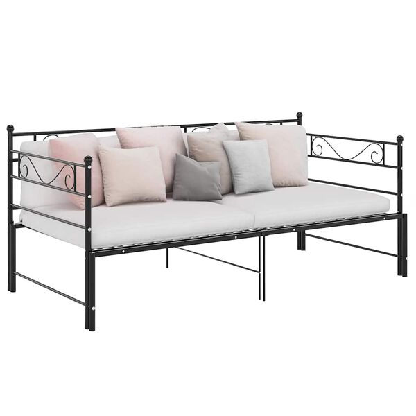 vidaXL Cadre de canap&eacute;-lit extensible sans matelas Noir M&eacute;tal 90x200cm