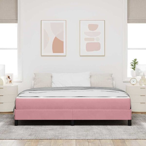 vidaXL Lit &agrave; ressorts avec matelas Rose 180 x 200 cm tissu