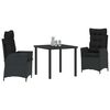 vidaXL Ensemble de salle &agrave; manger pour jardin 3 pcs Noir polyrotin