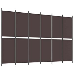 vidaXL Cloison de s&eacute;paration 6 panneaux Marron 300x200 cm Tissu