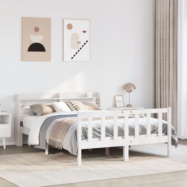 vidaXL Cadre de lit sans matelas blanc 120x200 cm bois de pin massif