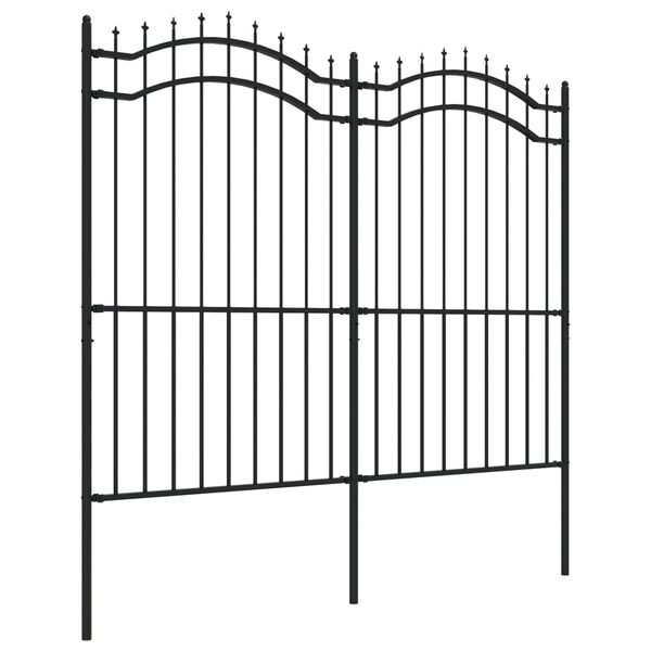 vidaXL Cl&ocirc;ture de jardin avec dessus en forme de lance, noire, 240 x 175 cm, acier thermolaqu&eacute;