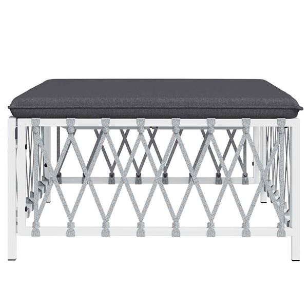 vidaXL Repose-pied de jardin avec coussin blanc tissu tissé