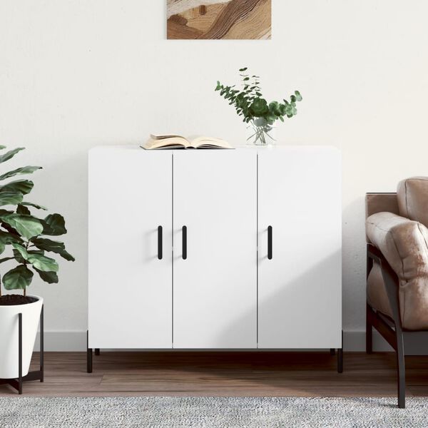 vidaXL Buffet blanc 90x34x80 cm bois d'ingénierie
