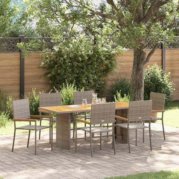 vidaXL Ensemble de salle &agrave; manger pour jardin 7 pcs Gris polyrotin