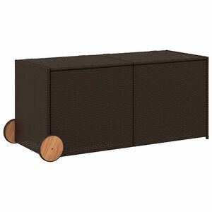 vidaXL Bo&icirc;te de rangement de jardin et roues marron 283L poly rotin