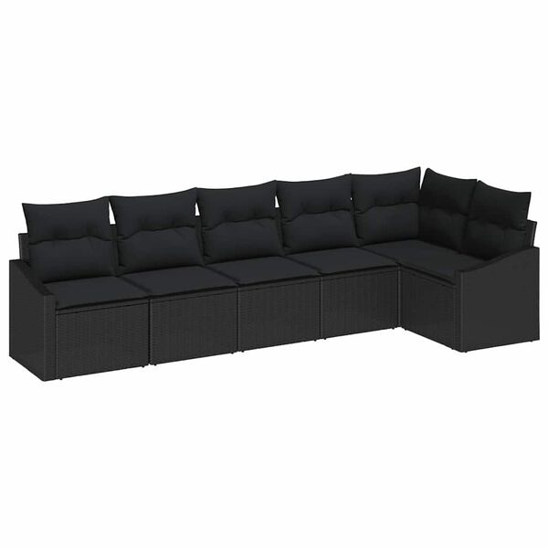 vidaXL Ensemble de canap&eacute; de jardin avec coussin 6 pcs Noir polyrotin