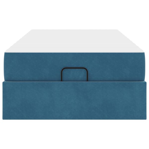 vidaXL Cadre de lit avec matelas avec matelas 2 pcs Bleu Velours