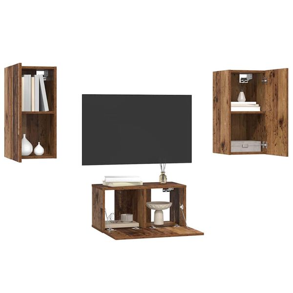 vidaXL Ensemble meuble TV 3 pcs Bois Ancien Bois d'ing&eacute;nierie