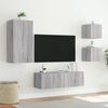 vidaXL Meuble TV muraux 4 pcs avec lumi&egrave;res LED sonoma gris