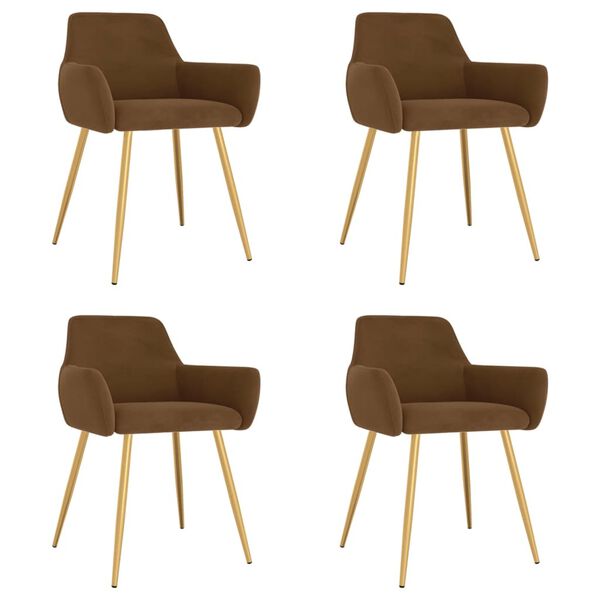 vidaXL Chaises &agrave; manger lot de 4 marron velours