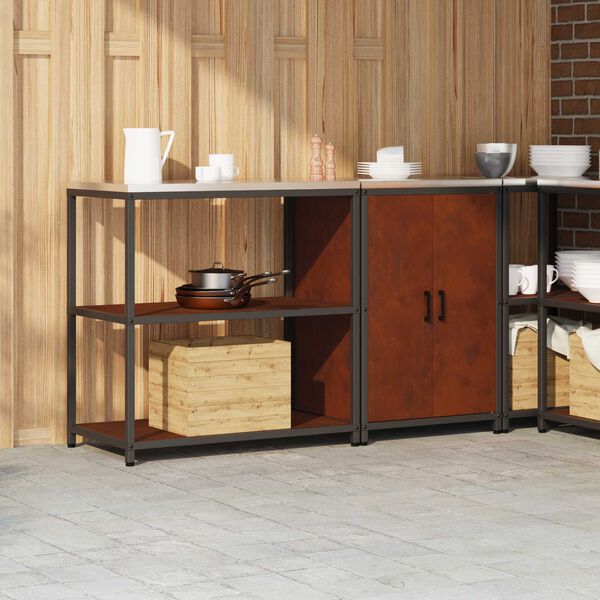 vidaXL Ensemble de rangement cuisine 2 pcs Rouill&eacute; Acier patin&eacute;