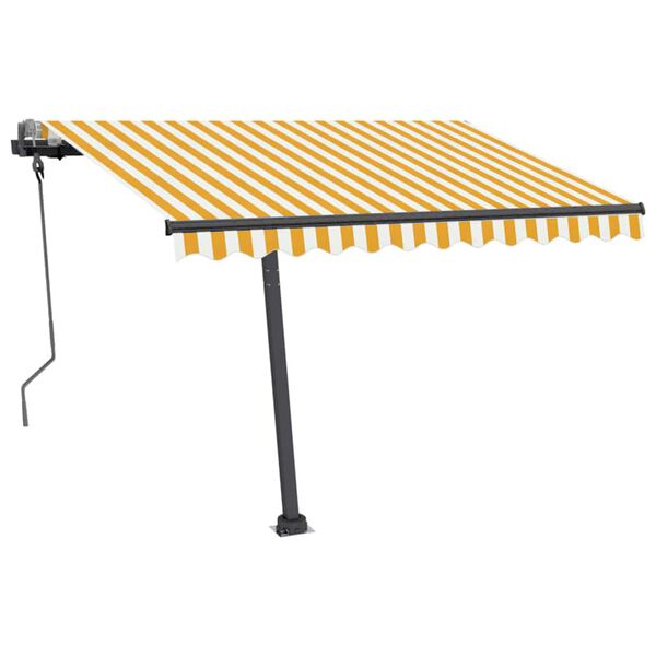 vidaXL Auvent manuel rétractable avec LED 300x250 cm Jaune et blanc