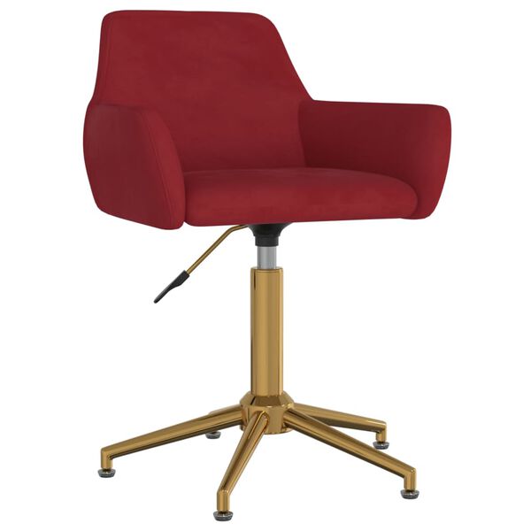 vidaXL Chaise pivotante de bureau Rouge bordeaux Velours