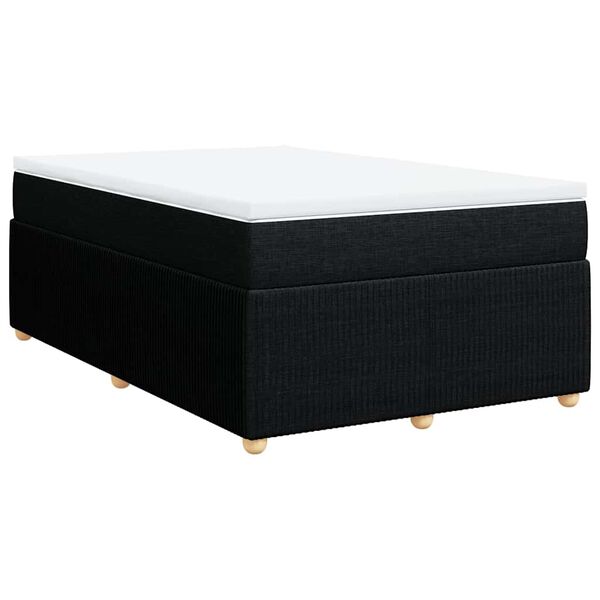 vidaXL Sommier &agrave; lattes de lit avec matelas noir 120x190 cm tissu