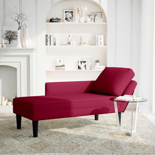vidaXL Fauteuil long avec coussin et accoudoir droit rouge bordeaux