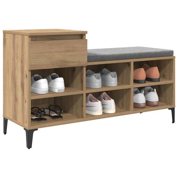vidaXL Cabinet &agrave; chaussures ch&ecirc;ne artisanal 102 x 36 x 60 cm