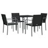 vidaXL Ensemble &agrave; manger de jardin 5 pcs coussins r&eacute;sine tress&eacute;e acier