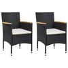 vidaXL Ensemble &agrave; d&icirc;ner de jardin avec coussins 3 pcs poly rotin noir