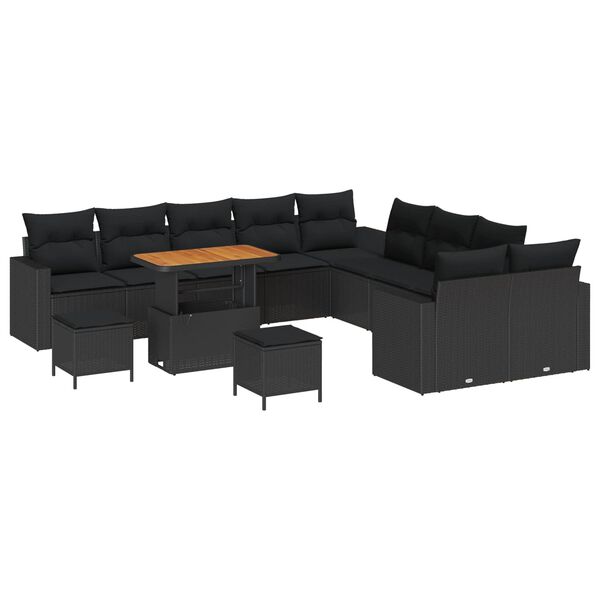 vidaXL Ensemble de canap&eacute; de jardin 13 pcs Noir polyrotin