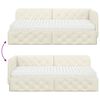 vidaXL Cadre de lit d'angle avec matelas Cr&egrave;me 100 x 200 cm Velours