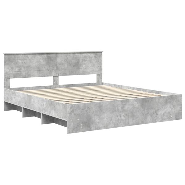 vidaXL Cadre de lit Gris b&eacute;ton 180 x 200 cm Bois d'ing&eacute;nierie