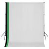 vidaXL Kit de studio photo et 3 toiles de fond r&eacute;glables Coton 3x3 m