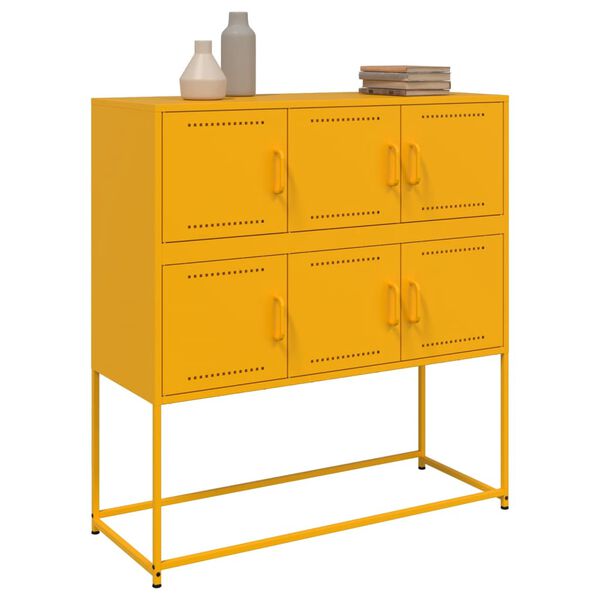 vidaXL Buffet jaune moutarde 100,5x39x107 cm acier