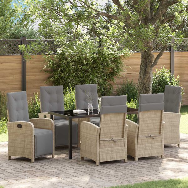 vidaXL Ensemble de salle &agrave; manger pour jardin 7 pcs Beige polyrotin