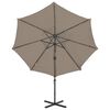 vidaXL Parasol de jardin en porte-à-faux et mât et lumières LED taupe