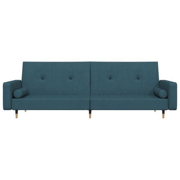 vidaXL Canap&eacute;-lit &agrave; 2 places avec deux oreillers Bleu Velours