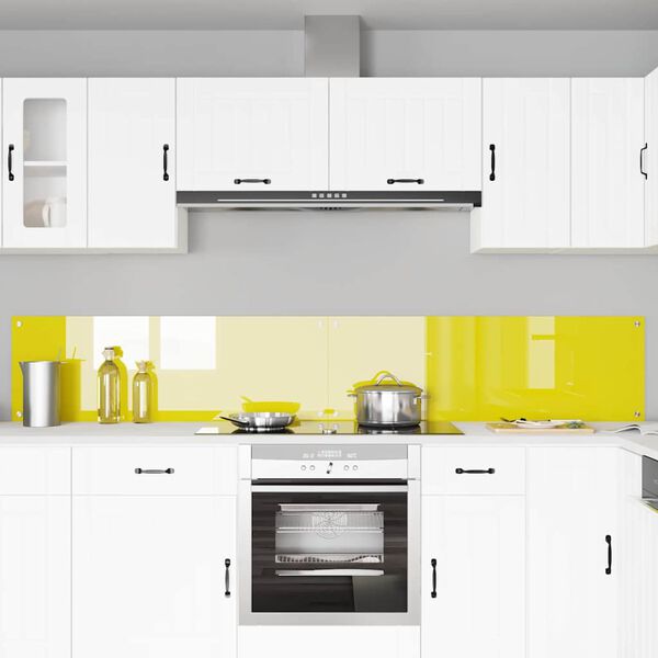 vidaXL Protection de cuisine 2 pcs Jaune 120 x 40 cm verre tremp&eacute;