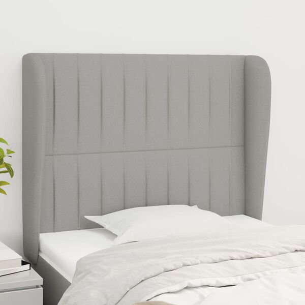 vidaXL T&ecirc;te de lit avec oreilles Gris clair 93x23x118/128 cm Tissu