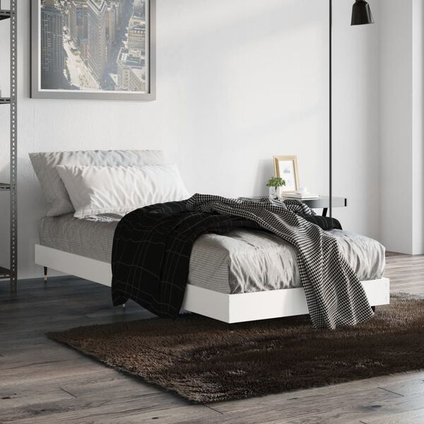 vidaXL Cadre de lit sans matelas blanc 75x190 cm bois d'ingénierie