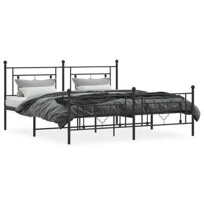 vidaXL Cadre de lit métal sans matelas avec pied de lit noir 183x213cm