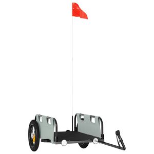 vidaXL Remorque de v&eacute;lo gris tissu oxford et fer