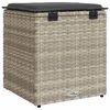 vidaXL Tabourets de jardin et coussins lot de 2 gris clair poly rotin