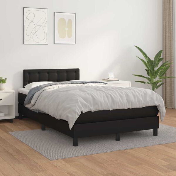vidaXL Sommier &agrave; lattes de lit avec matelas noir 120x190 cm similicuir