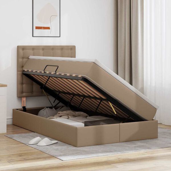 vidaXL Lit de Rangement Cappuccino 120 x 200 cm Cuir synth&eacute;tique