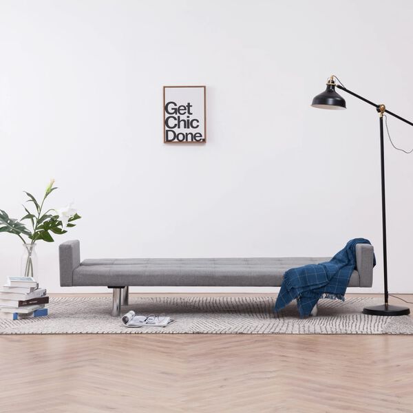 vidaXL Canap&eacute;-lit avec accoudoir Gris clair Polyester