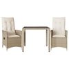 vidaXL Ensemble de bistro 3 pcs avec coussins beige r&eacute;sine tress&eacute;e
